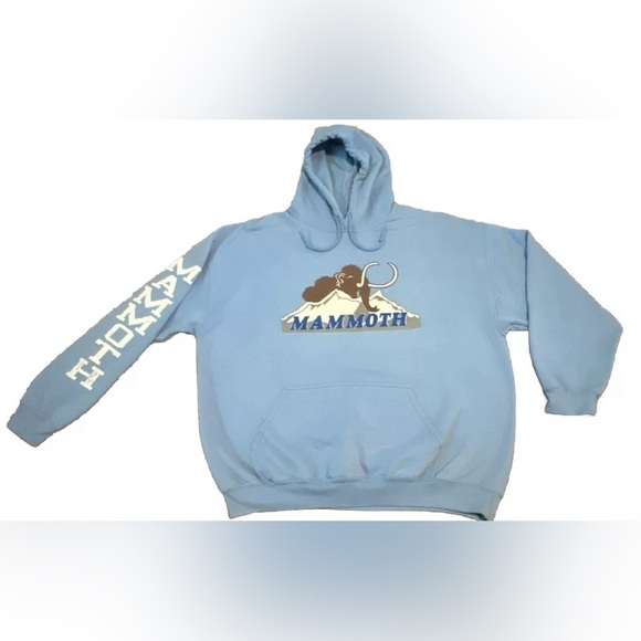 Mammoth Mountain Tops - Mammoth Mountain Women XL Baby Blue Gildan Cotton Blend Pull Over Hoodie Sweater